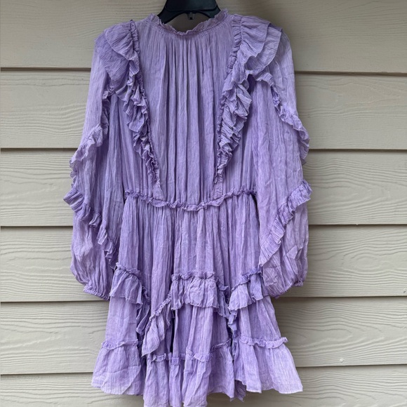 Ulla Johnson Lilac Aberdeen Ruffled Mini Dress - Picture 9 of 12
